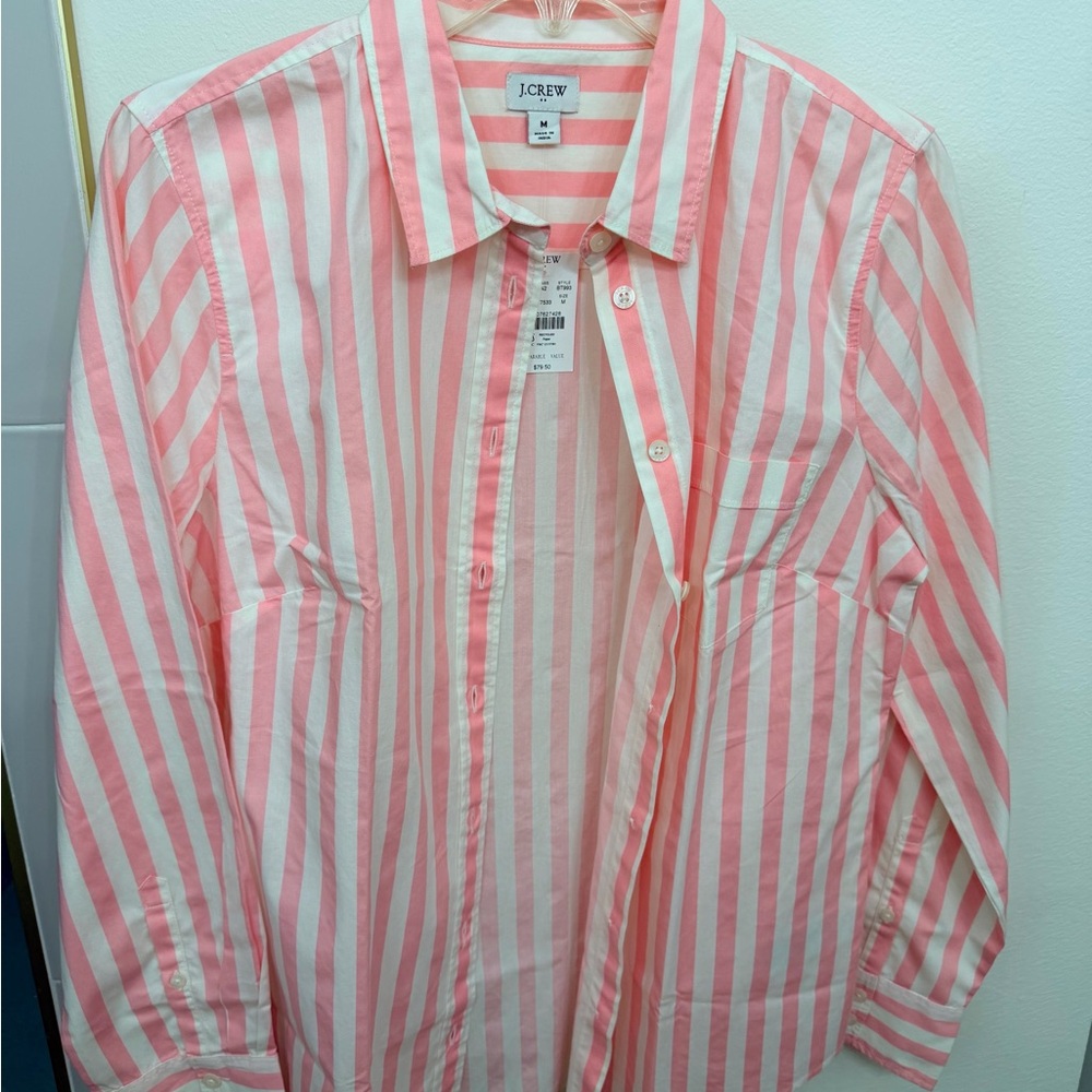 J. Crew Pink Striped Blouse
